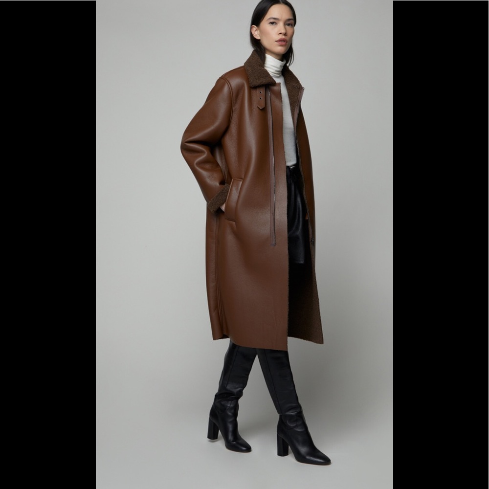 Oak + Fort long brown coat size M